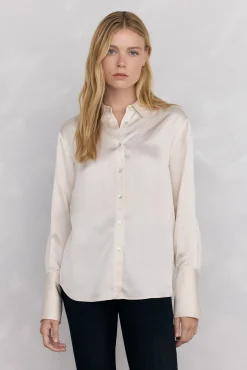 Pedro del Hierro Blusas-Camisa de cetim lisa Beige