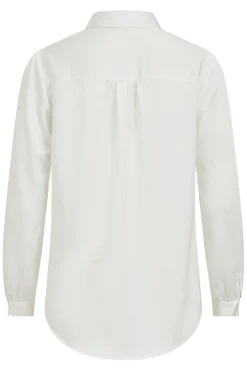 Vila Blusas-Camisa de cetim manga comprida Branco