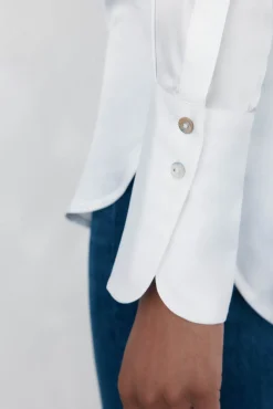 Pedro del Hierro Blusas-Camisa de cetim oversized Branco