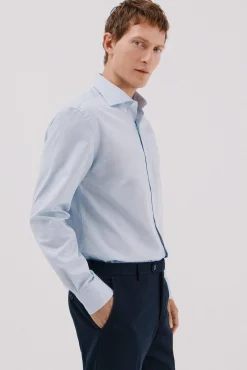 Cortefiel Camisas|Camisas Clássicas-Camisa de fato lisa fácil de engomar Azul