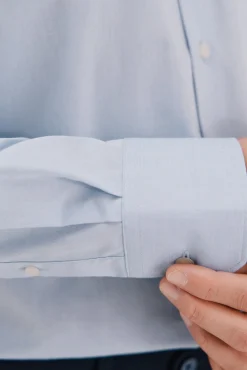 Cortefiel Camisas|Camisas Clássicas-Camisa de fato lisa fácil de engomar Azul