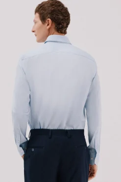 Cortefiel Camisas|Camisas Clássicas-Camisa de fato lisa fácil de engomar Azul