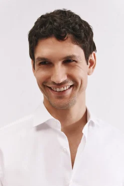 Cortefiel Camisas|Camisas Clássicas-Camisa de fato lisa fácil de engomar Branco