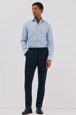 Cortefiel Camisas|Camisas Clássicas-Camisa de fato riscas fácil de engomar Azul