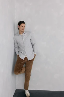 Pedro del Hierro Camisas-Camisa de flanela aos quadrados tecido italiano Cizento