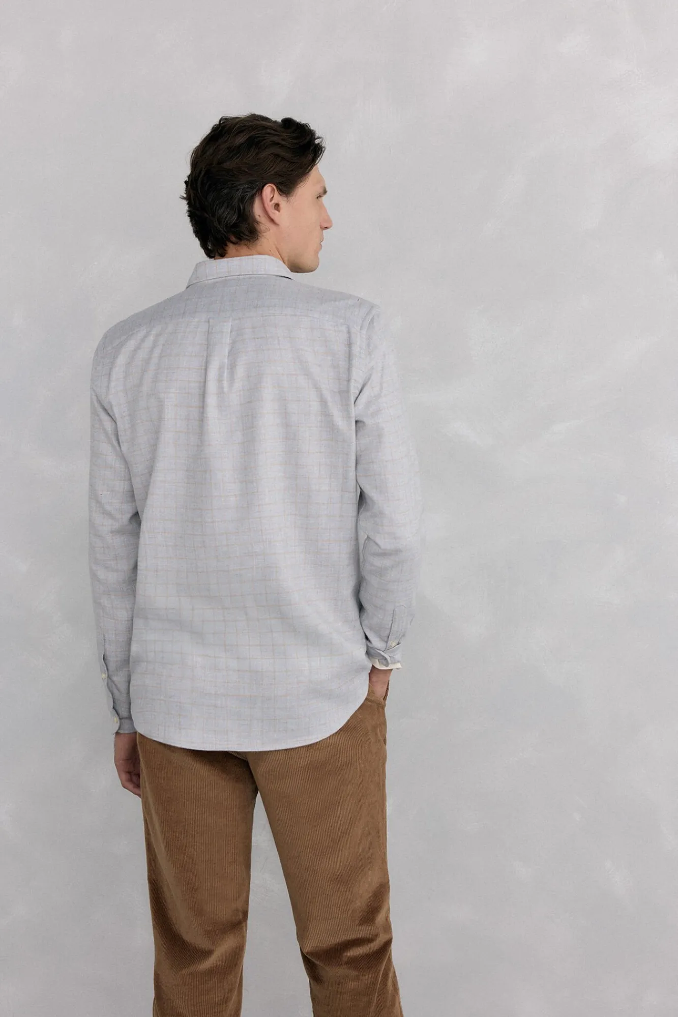 Pedro del Hierro Camisas-Camisa de flanela aos quadrados tecido italiano Cizento