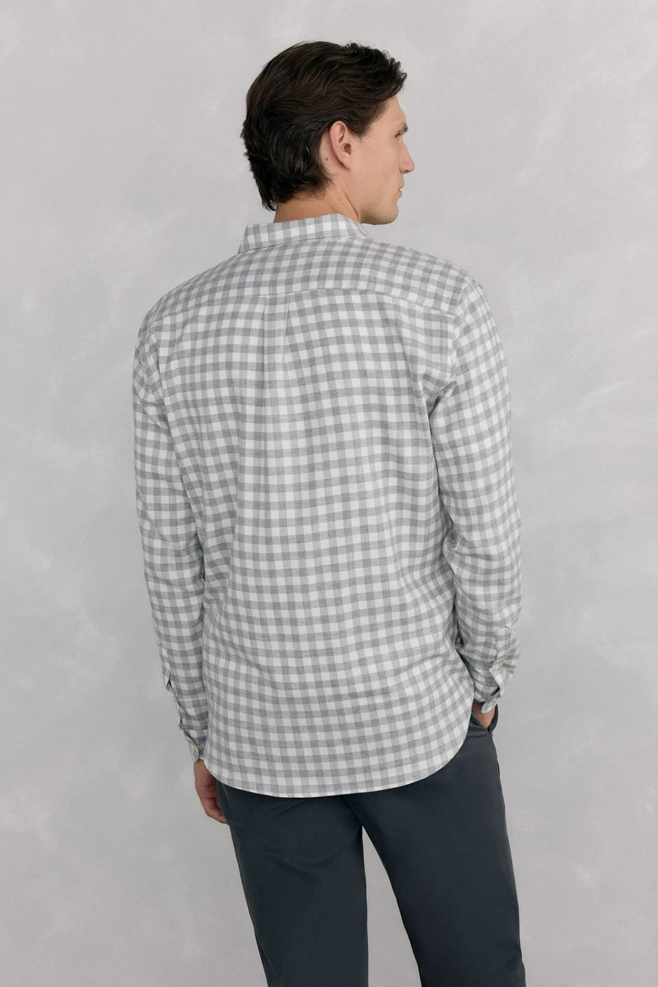 Pedro del Hierro Camisas-Camisa de flanela aos quadrados tecido italiano Cizento