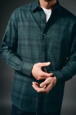 OOTO Camisas-Camisa de flanela xadrez Azul