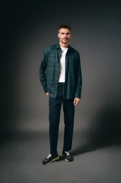 OOTO Camisas-Camisa de flanela xadrez Azul