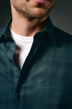 OOTO Camisas-Camisa de flanela xadrez Azul