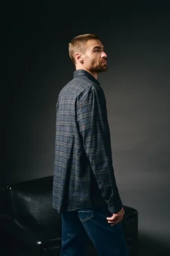 OOTO Camisas-Camisa de flanela xadrez Azul