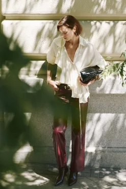 Cortefiel Blusas-Camisa de folho manga comprida com babados Branco