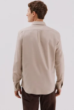 Cortefiel Camisas-Camisa de gabardina tencel Tostado