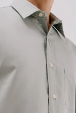 Cortefiel Camisas-Camisa de gabardina tencel Verde