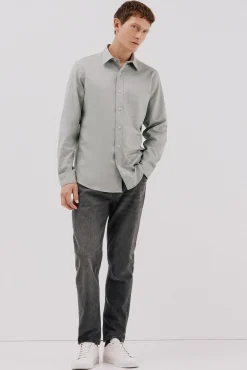 Cortefiel Camisas-Camisa de gabardina tencel Verde