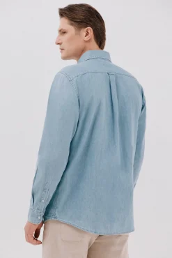 Cortefiel Camisas-Camisa de ganga Azul