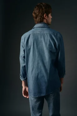 OOTO Camisas-Camisa de ganga Azul