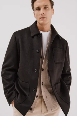 Cortefiel Camisas-Camisa de lã com botões Castanho