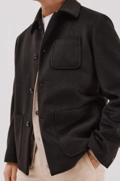 Cortefiel Camisas-Camisa de lã com botões Castanho