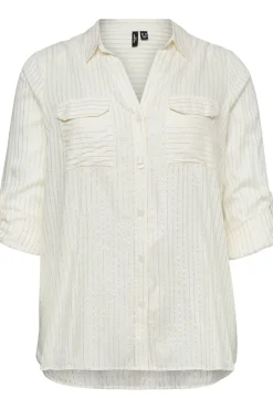 Vero Moda Curve Blusas-Camisa de lurex tamanho grande Branco