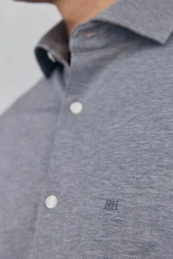 Pedro del Hierro Camisas|Camisas Clássicas-Camisa de malha malha Cizento