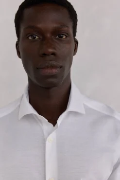 Pedro del Hierro Camisas|Camisas Clássicas-Camisa de malha malha Branco