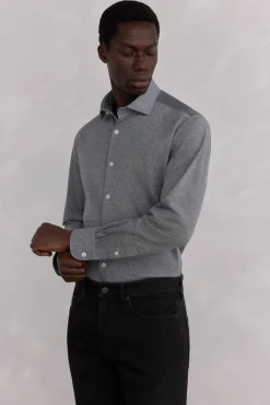 Pedro del Hierro Camisas|Camisas Clássicas-Camisa de malha malha Cizento