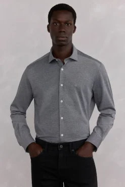 Pedro del Hierro Camisas|Camisas Clássicas-Camisa de malha malha Cizento