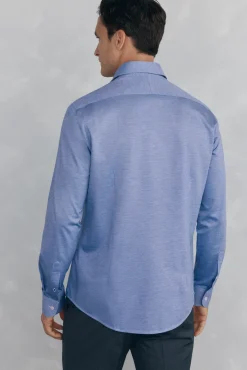 Pedro del Hierro Camisas|Camisas Clássicas-Camisa de malha malha Azul