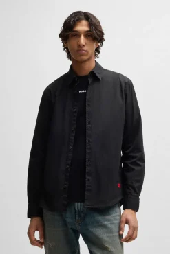 HUGO Camisas-Camisa de manga comprida Preto