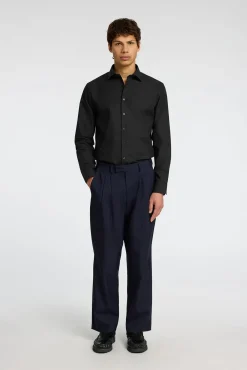 Selected Camisas|Camisas Clássicas-Camisa de manga comprida elegante 100% algodão Preto