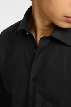 Selected Camisas|Camisas Clássicas-Camisa de manga comprida elegante 100% algodão Preto