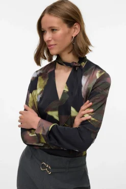 Vero Moda Blusas-Camisa de manga comprida com laçada gola Preto