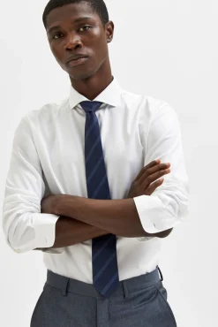 Selected Camisas|Camisas Clássicas-Camisa de manga comprida de vestir 100% algodão. Branco