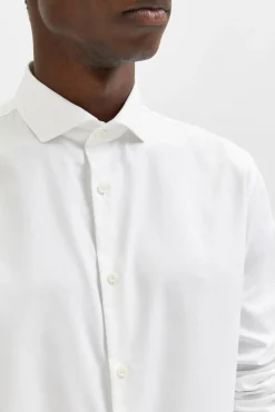 Selected Camisas|Camisas Clássicas-Camisa de manga comprida de vestir 100% algodão. Branco