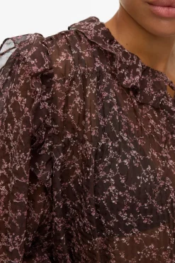 Vero Moda Blusas-Camisa de manga comprida com folhos Castanho