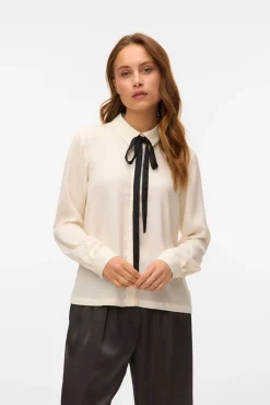 Vero Moda Blusas-Camisa de manga comprida com laçada Branco