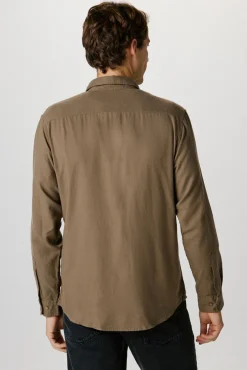 Selected Camisas-Camisa de manga comprida com corte slim Castanho