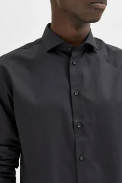 Selected Camisas|Camisas Clássicas-Camisa de manga comprida 100% algodão Preto
