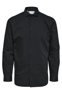 Selected Camisas|Camisas Clássicas-Camisa de manga comprida 100% algodão Preto