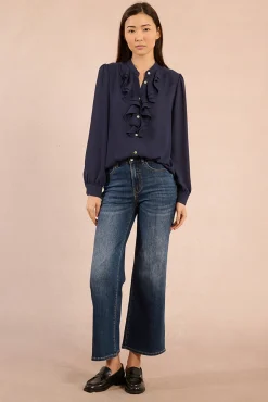 Molly Bracken Blusas-Camisa de manga comprida com detalhe de babados Azul