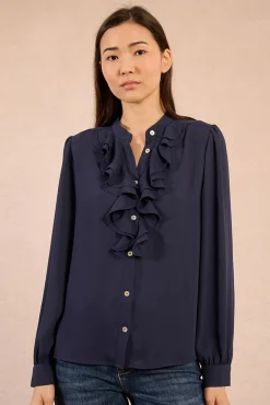 Molly Bracken Blusas-Camisa de manga comprida com detalhe de babados Azul