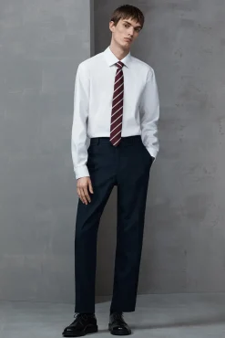 Selected Camisas|Camisas Clássicas-Camisa de manga comprida elegante 100% algodão Branco