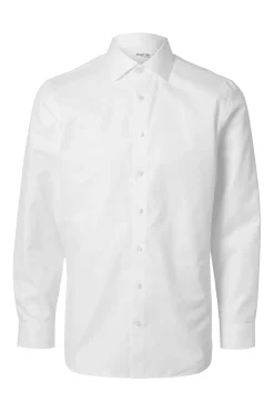 Selected Camisas|Camisas Clássicas-Camisa de manga comprida elegante 100% algodão Branco
