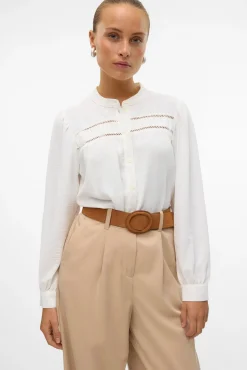 Vero Moda Blusas-Camisa de manga comprida com aberturas Branco
