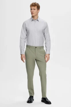 Selected Camisas|Camisas Clássicas-Camisa de manga comprida elegante 100% algodão Azul