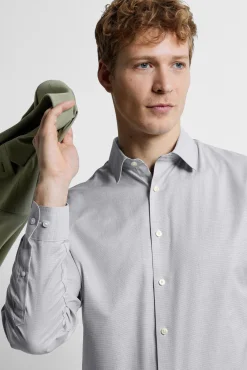 Selected Camisas|Camisas Clássicas-Camisa de manga comprida elegante 100% algodão Azul