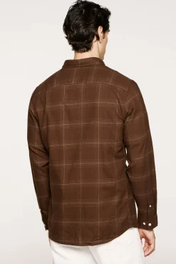 Selected Camisas-Camisa de manga comprida com corte slim Castanho