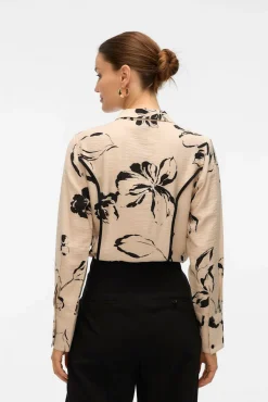 Vero Moda Blusas-Camisa de manga comprida com linhas bordadas Tostado