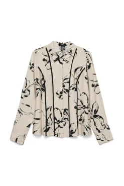 Vero Moda Blusas-Camisa de manga comprida com linhas bordadas Tostado